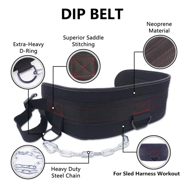 Gym Weight lifting Belt  with Chain Weights for Crossfit Kettlebell Workout Bodybuilding Pull Up Comfortable Waist Dip Belt 4