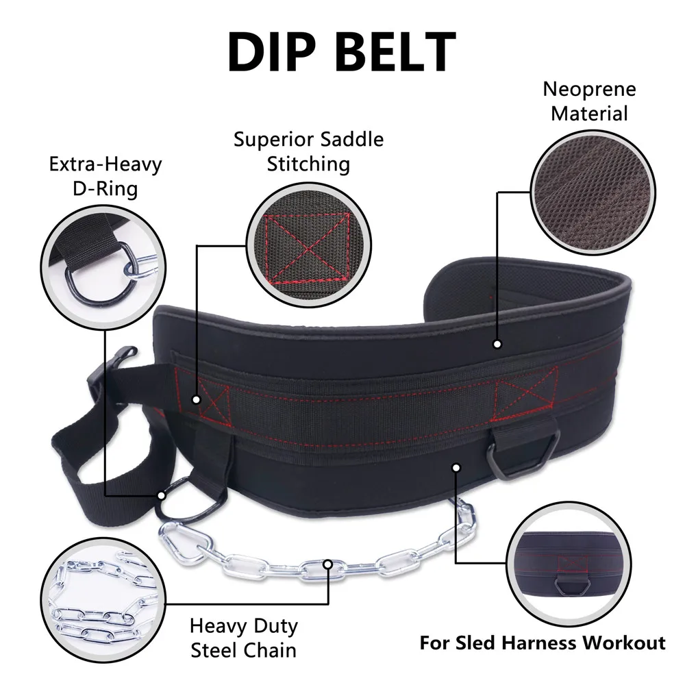 Gym Weight lifting Belt  with Chain Weights for Crossfit Kettlebell Workout Bodybuilding Pull Up Comfortable Waist Dip Belt 4