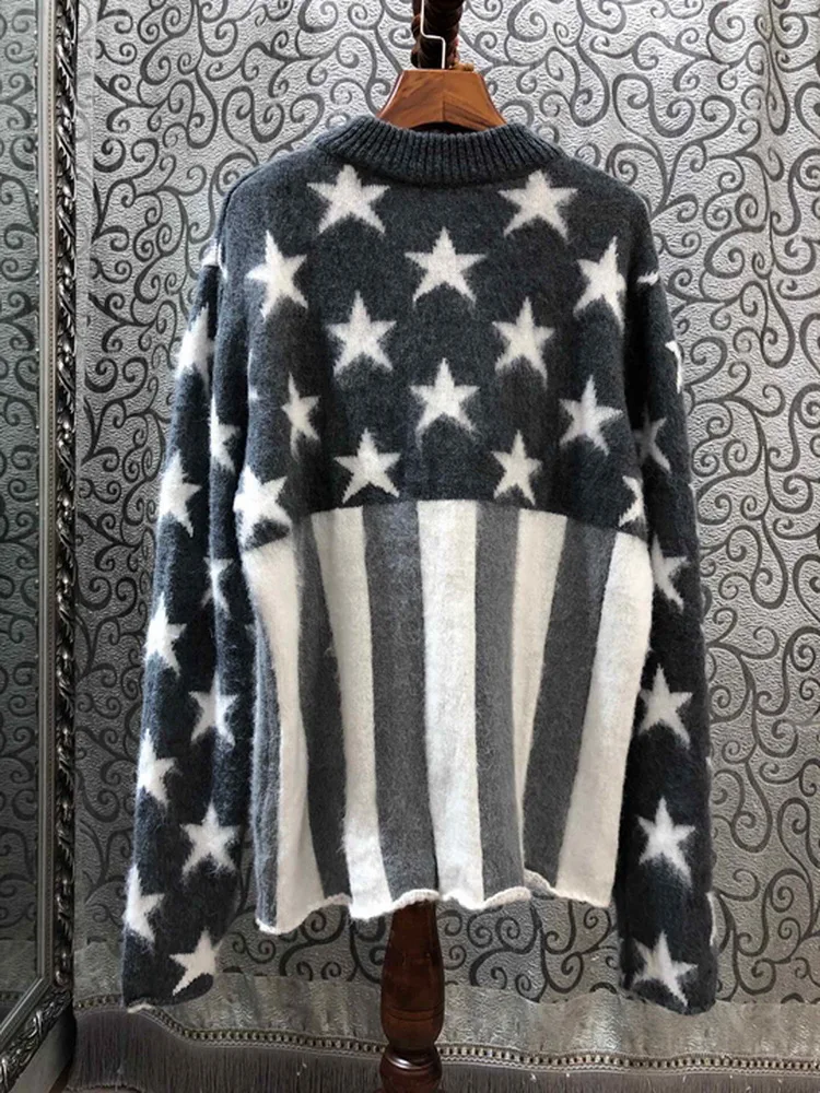 Высококачественные свитера, Осенний Повседневный джемпер для девушек, рисунок звезды, длинный рукав, ВЯЗАННЫЙ ПУЛОВЕР, Женская Мягкая вязаная одежда