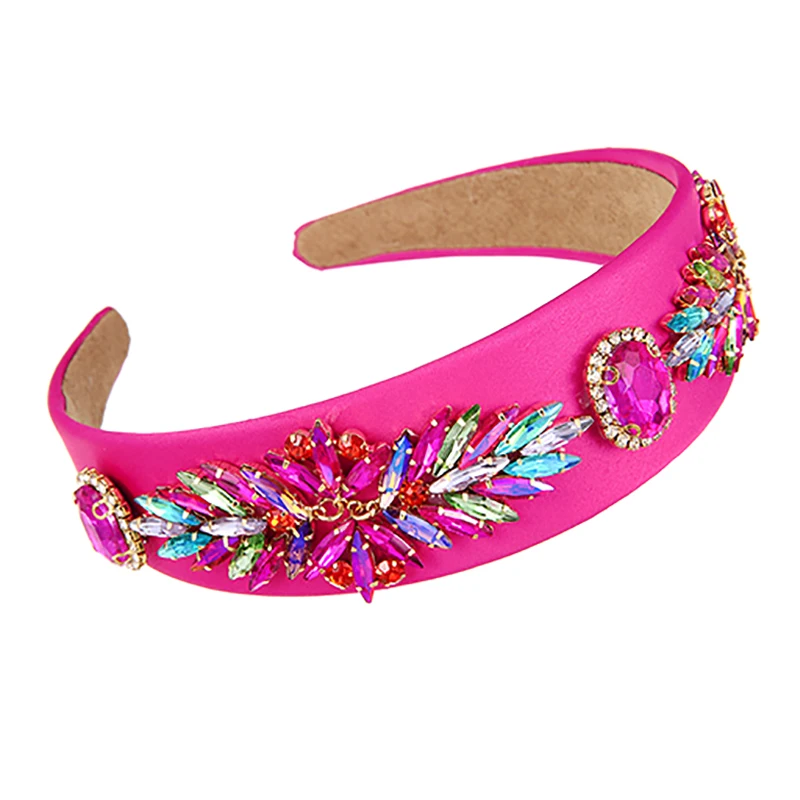 

ZHINI Simple Pure Color Glossy Wide Headbands for Women Ethnic Personality Handmade Colorful Crystal Hair Band Fashion Jewelry