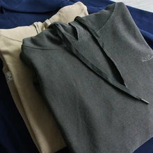 

Autumn Winter New Heavyweight Hooded Embroidery Hoodies for Men's Fashion Long Sleeve Pure Cotton Knitted Loose Casual Sportwear