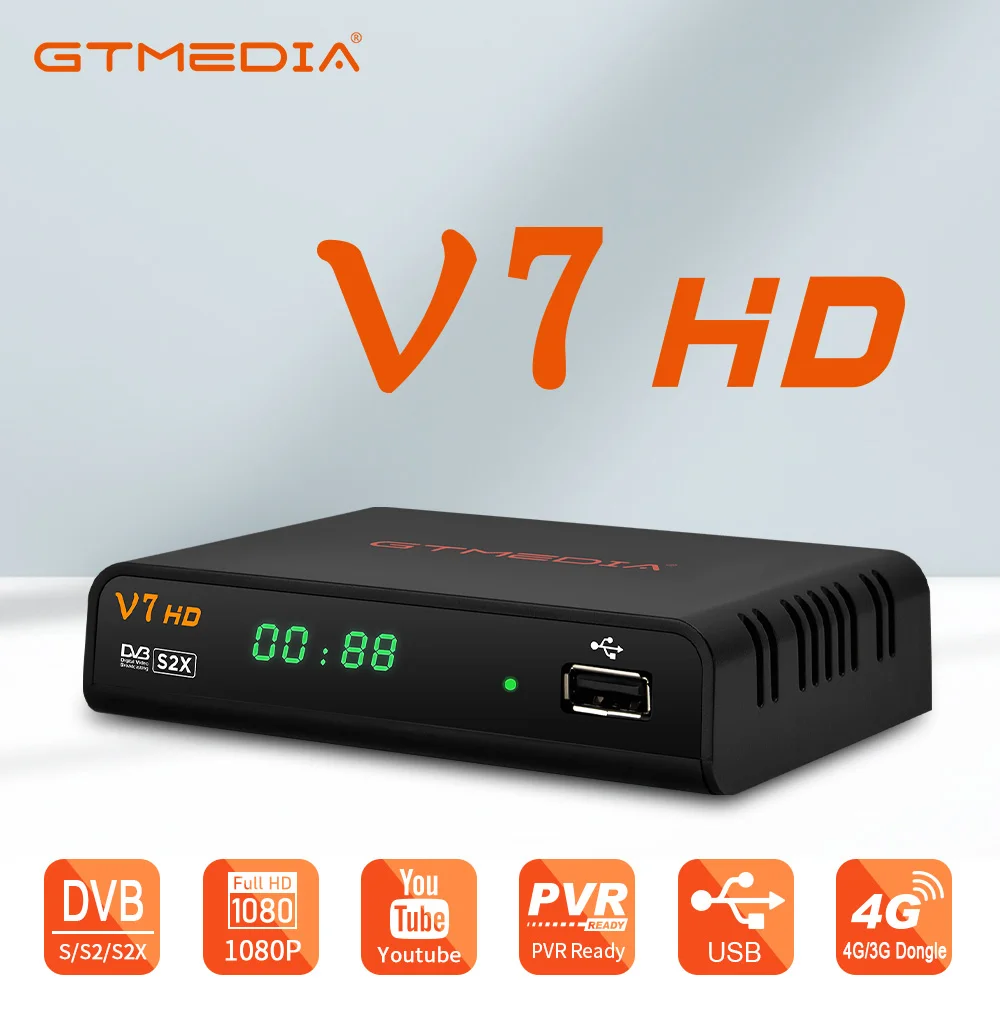 

GTMEDIA V7 HD DVB-S/S2/S2X Satellite Receiver 1080p Full speed USB wifi dongle Set Top Box