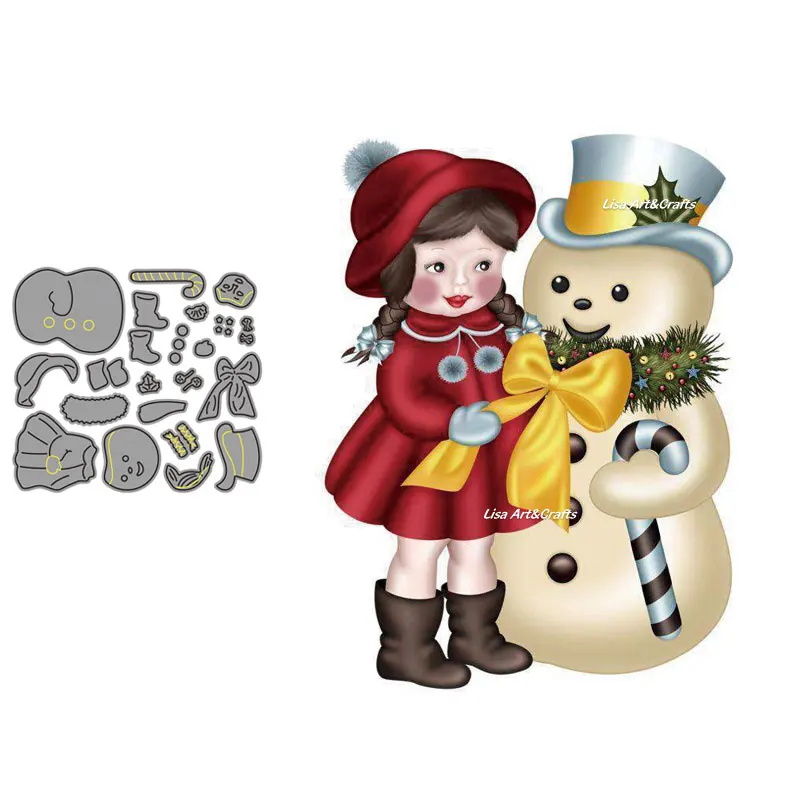 

Christmas Cutting Dies Girl And Snowman Stencil Dies For Card Making DIY Scrapbooking Craft Paper Decrotive Carbon steel Mold