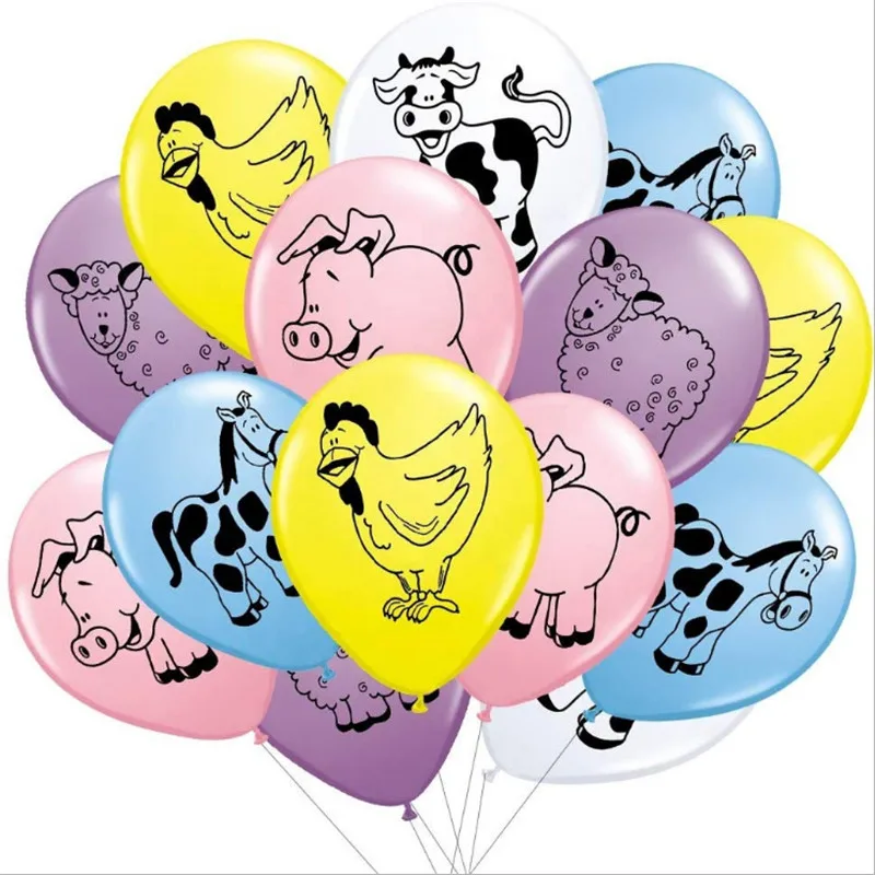 

20PCS 12-Inch Farm Animal Rubber Balloons Pig Cattle Horse Sheep Chicken Baby Birthday Party Decoration Supplies10pcs