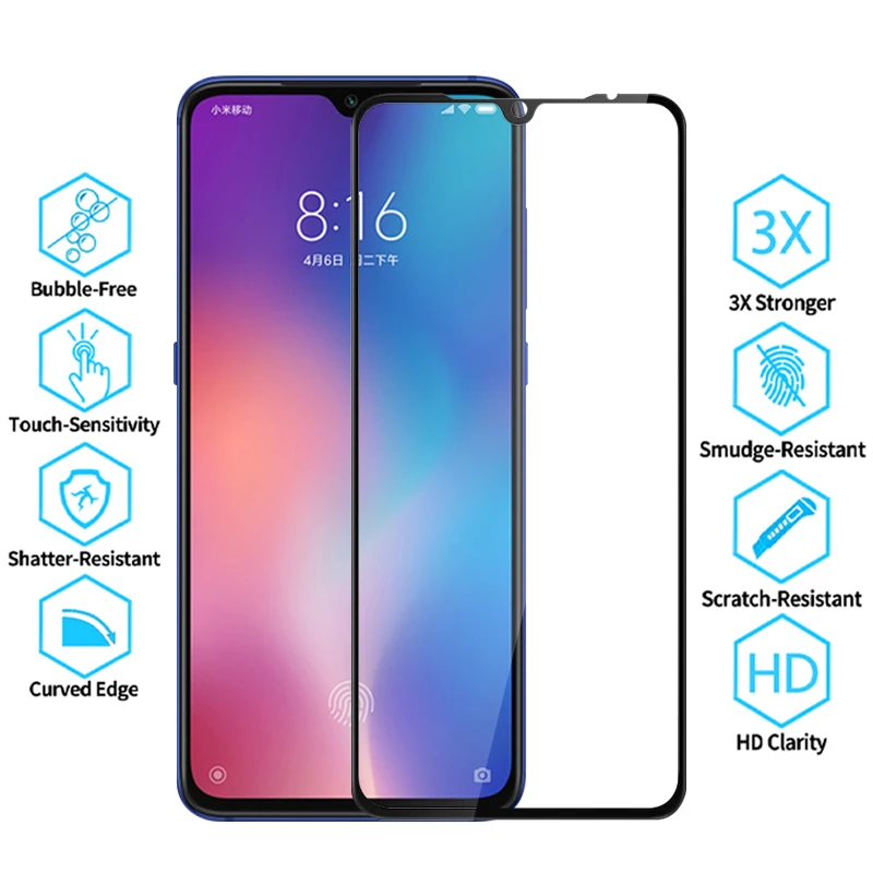 Защитное стекло для xiaomi mi 9 lite закаленное стекло для xiaomi mi 9 lite mi 9 светильник 9 lite 9 светильник защита экрана на xio mi пленка