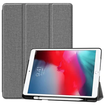 

For iPad 10.2 Case 2019 Denim Leather Shockproof Cover with Pencil Holder Auto Sleep/Wake Protective Stand Cover 7th Generation