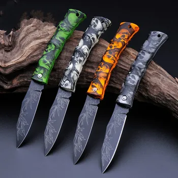

Folding Knife Key Ring Chain Fruit Camping Outdoor Survival EDC Pocket Stainless ABS Skull Pare Cutter Razor Open