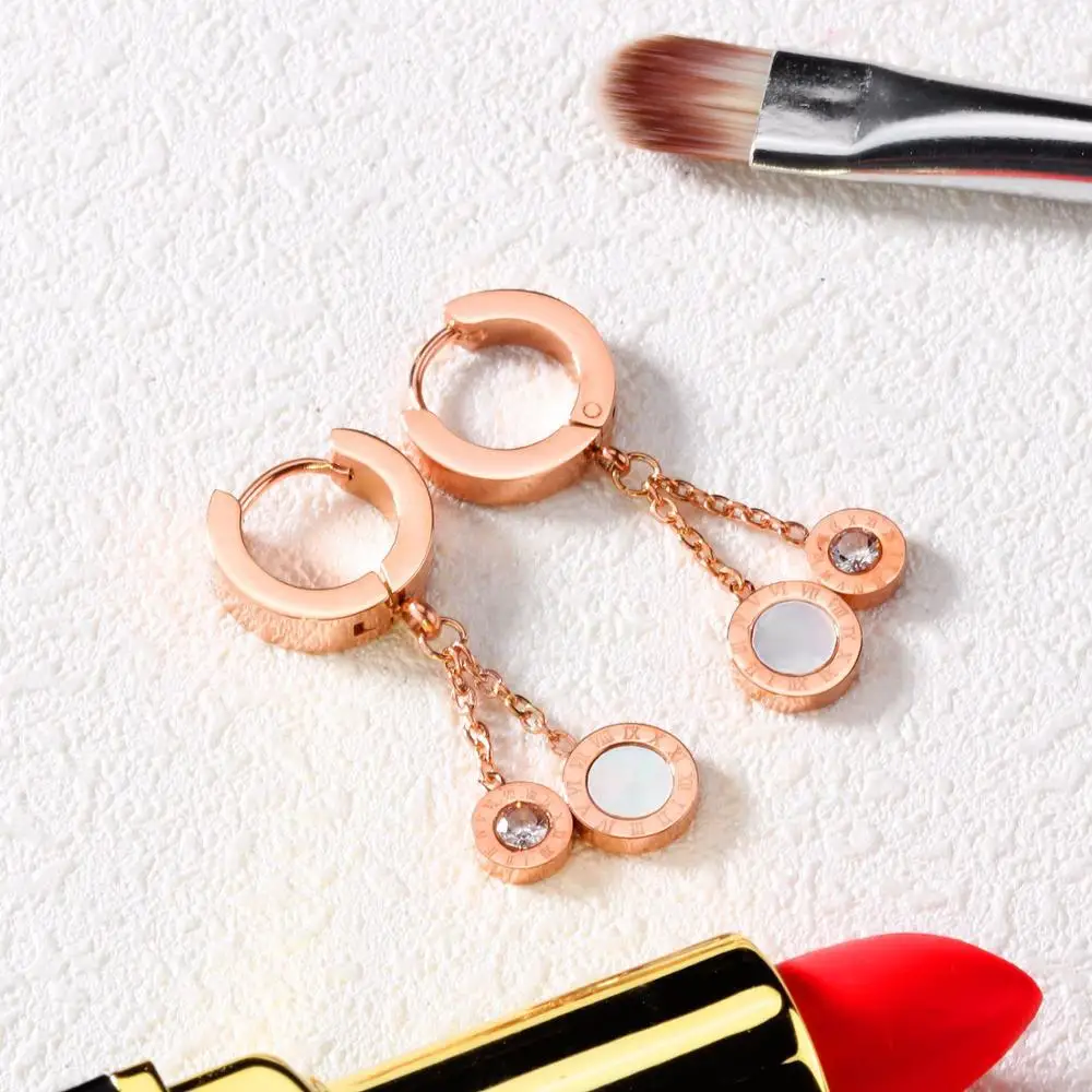 Крошечные трендовые серьги из нержавеющей стали цвета розового золота с