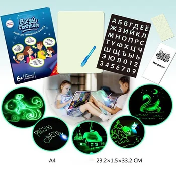 

Draw With Light Glow In Dark Children Kids Paint Toy Luminous Drawing Board Sketchpad Set Educational Toys Gift For Girls Boys*
