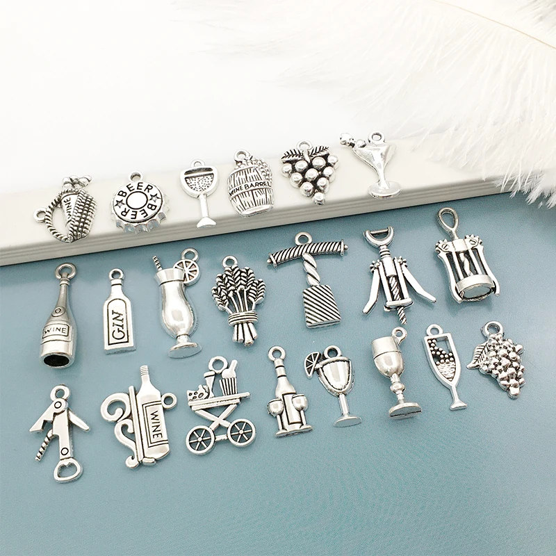 20Pcs Wine Cup Bottle Opener Charms Pendants DIY Jewelry Making Alloy Findings Accessory For Necklaces Earrings | Украшения и
