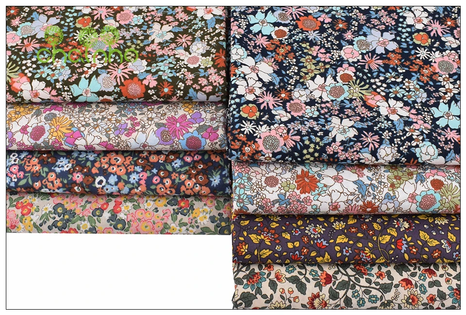 Chainho,Floral Series Printed Plain Cotton Fabric,DIY Quilting&Sewing Poplin Material For Baby&Children Dress,Shirt,Skirt,PCC093