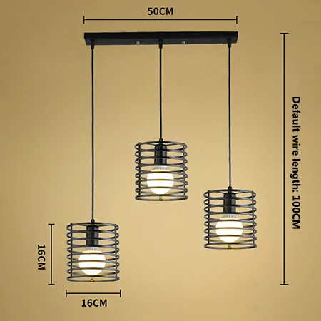 E Square plate style Винтажная Подвесная лампа из кованого железа с 3 головками E27 220 В, черная многоцветная Лампа для кухни, гостиной, спальни, кабинета, коридор, Ресторан - Цвет корпуса: E Square plate style