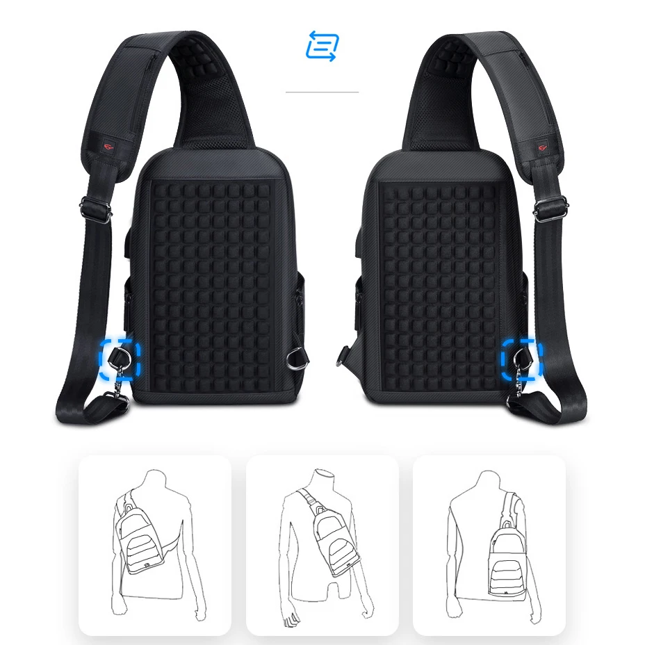 Crossten Crossbody Bags Multifunctional back Backpack USB Charging Messenger Sling Chest Bag Oxford Single Shoulder Strap Pack