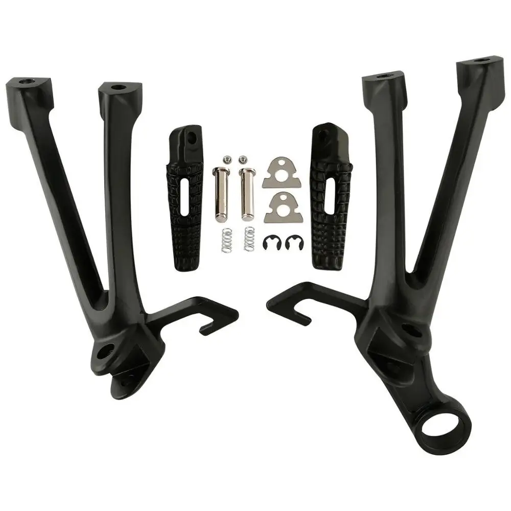 Мотоциклетные задние Пассажирские подножки для Suzuki GSXR gsx-r 600 750 2008-2010 2009 серебристый/черный - Цвет: matte black