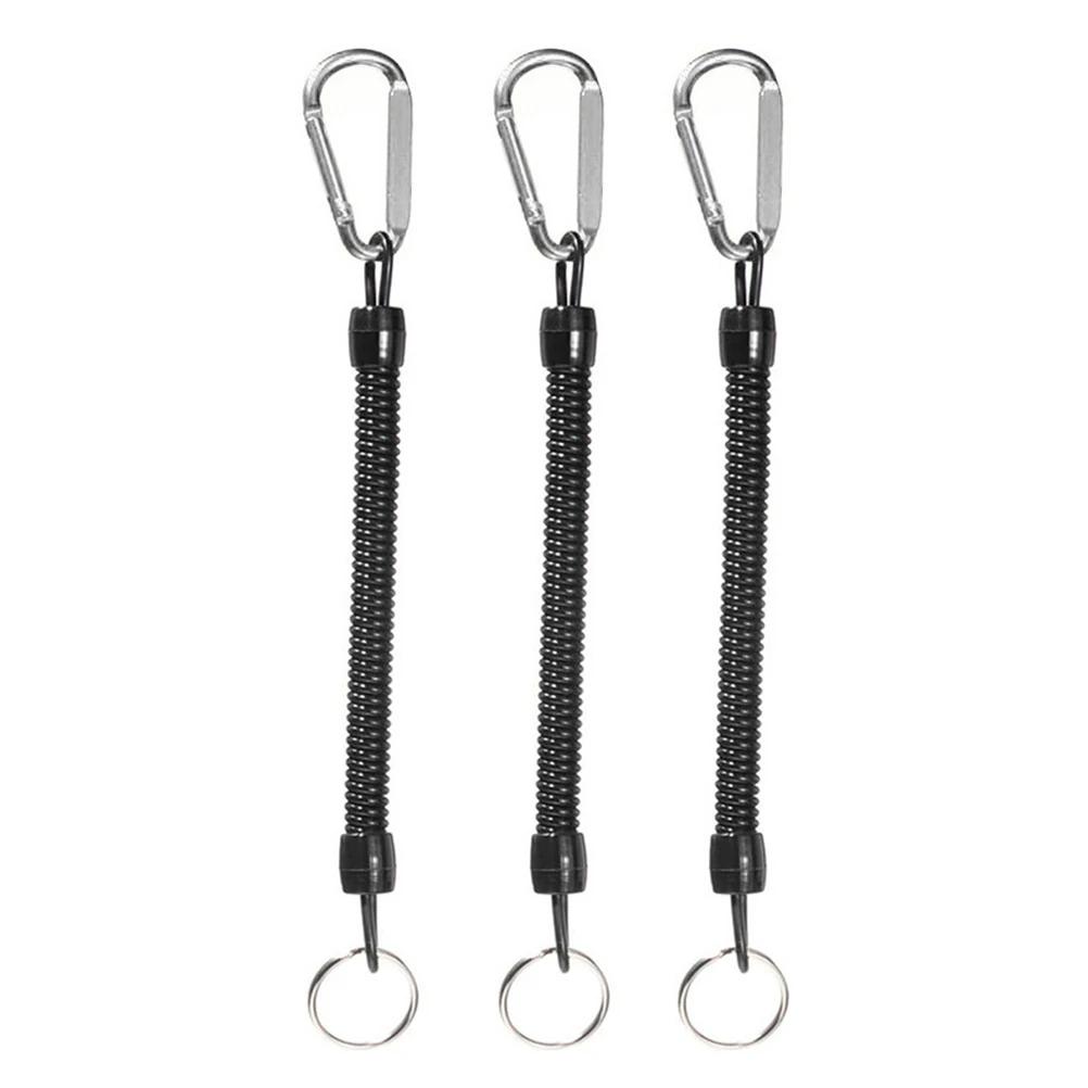 

3pcs Practical Keychains Plastic Key Rings Anti-lost Phone Spring Security Gear Tools Ropes for Fishing Camping