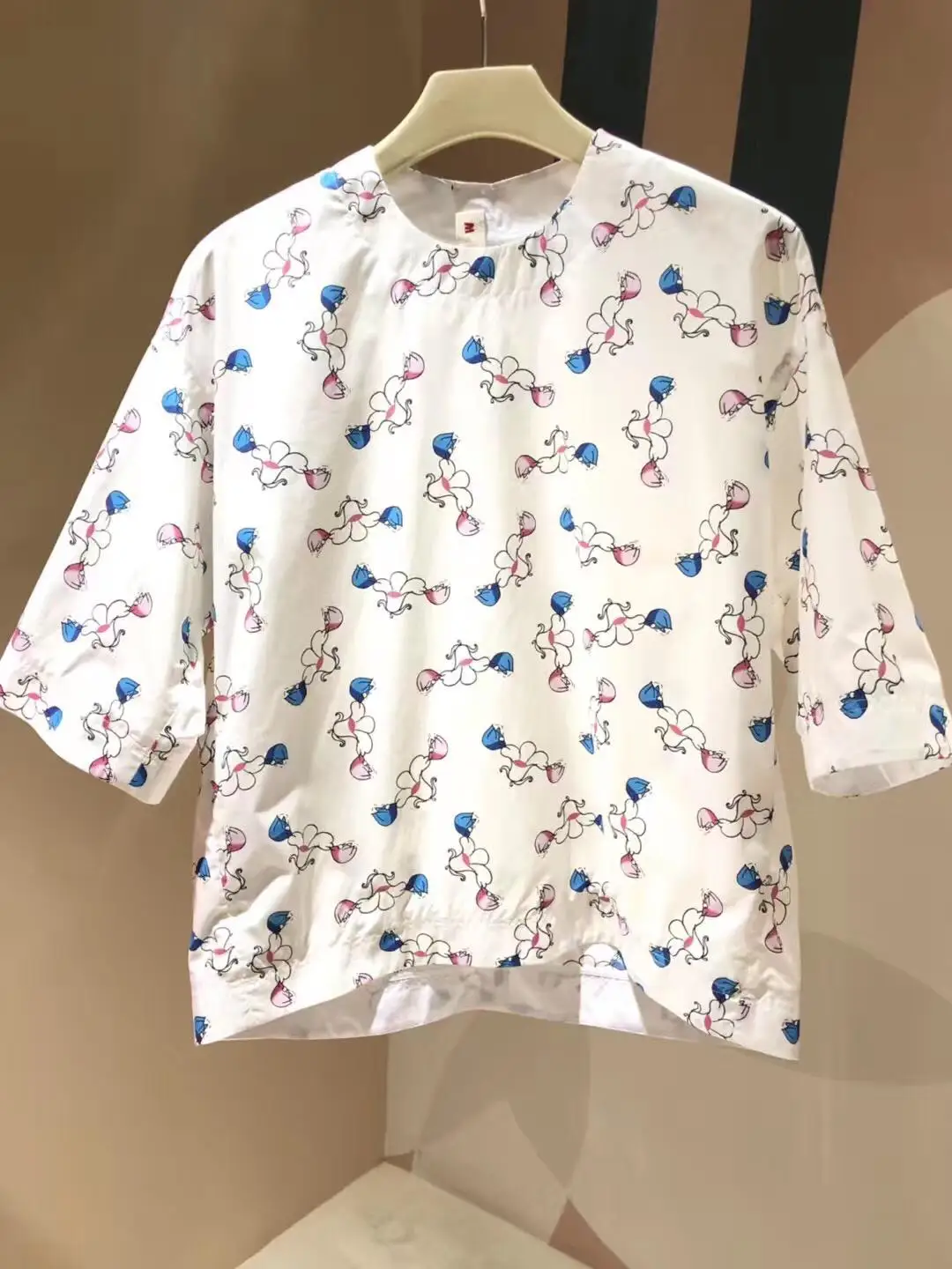 

2019 new ladies fashion sleeve casual print top 0901
