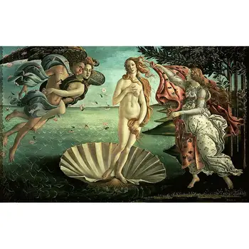 

2 Hand Painted Art Paintings by College Teachers - The Birth Of Venus Sandro Botticelli nude Renaissance classic - Oil on Canvas