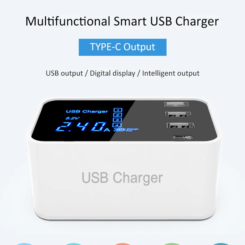 Быстрое зарядное устройство type C usb-зарядное устройство светодиодный дисплей настенное зарядное устройство быстрое зарядное устройство для мобильного телефона iPhone samsung USB адаптер ЕС США штекер
