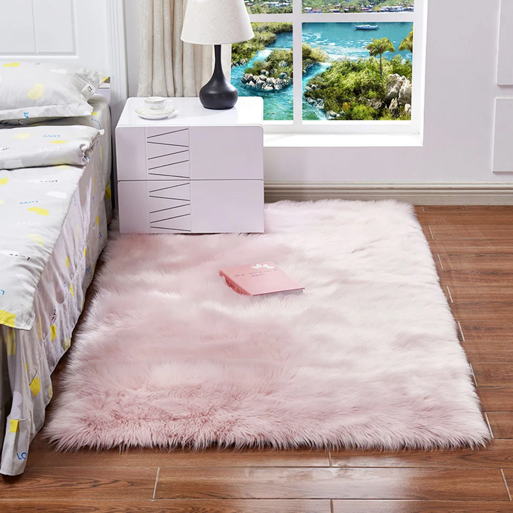 Living room pink soft rug bedroom furry rug mat bathroom kitchen corridor toilet non-slip carpet mat Living room pink soft rug bedroom furry rug mat bathroom kitchen corridor toilet non-slip carpet mat