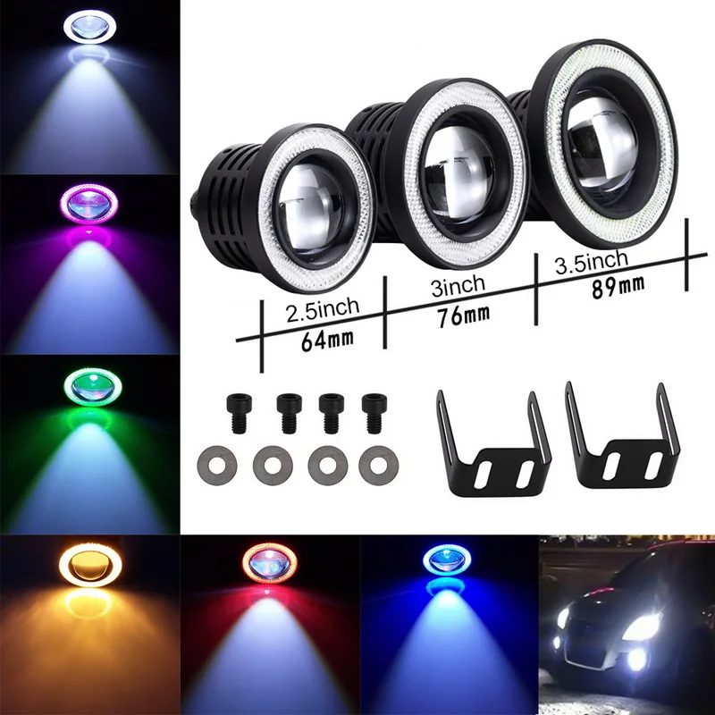 

2pcs Car COB 1200LM 30W Light LED Fog Light White Angel Eye DRL Driving Projector Signal Bulbs Fog Lamps Auto Tuning Car Lamp