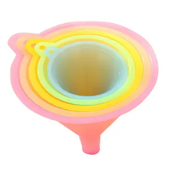 

5 Pcs/lot Plastic Funnel Set For General Purpose, Lab Car Kitchen Home Tools, Liquids Dry Goods