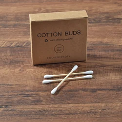 100pc/Pack Double Head Bamboo Cotton Swab Adults Makeup Cotton Buds  Plastic-Free Wood Sticks Nose Ears Cleaning Health Tools