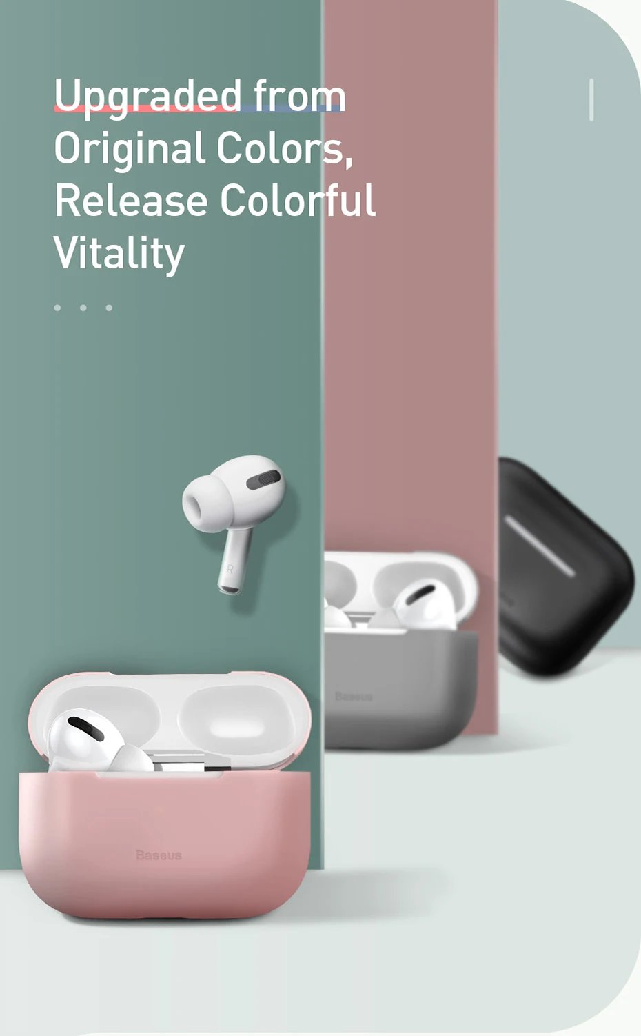 Чехол для наушников Baseus для AirPods, Цветной силиконовый чехол для AirPods Pro, чехол для беспроводных наушников с Bluetooth для Airpods 2/1