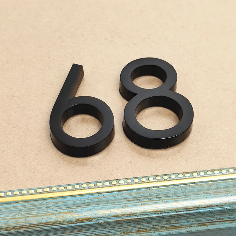 House Number Stickers 3D Self Adhesive Door Plate Sign Digits Apartment Hotel Office Door Address ABS Plastic Label 5cm Silver