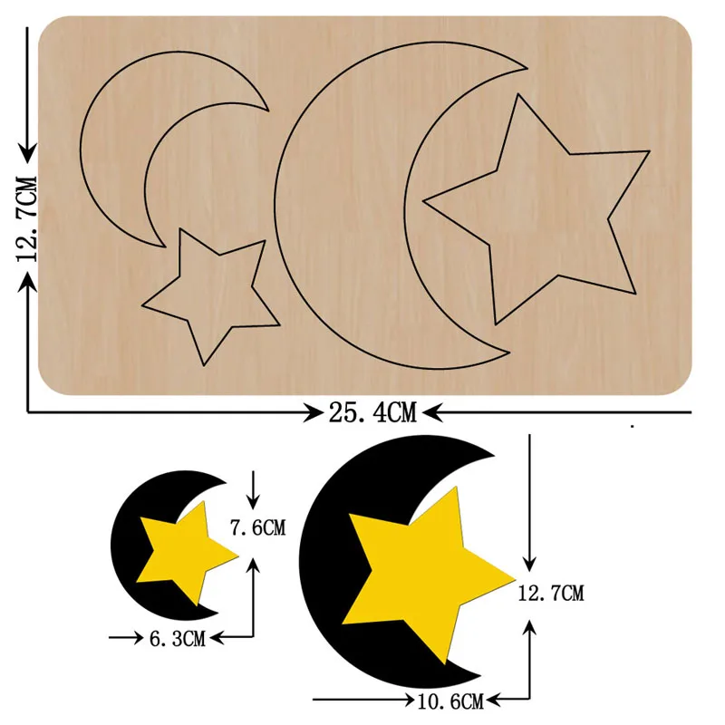 

New Star And Moon Bedroom Pendant Wall Decor Handwork Wooden Mold Clothes Shoes Pendants Wood Dies Leather Cloth Paper Craft