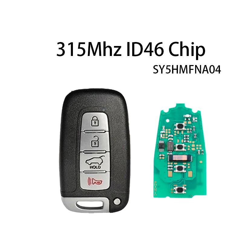 OkeyTech Автомобильный Дистанционный ключ для hyundai акцент, Гетц Elantra Santa 4 кнопки 315/433 МГц бесключевая запись ID46 чип лезвие SY5HMFNA04 - Количество кнопок: Type 2