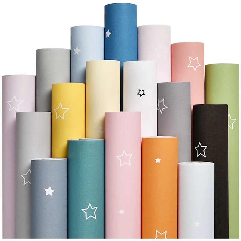 Baby Boy Girl Colorful Star Wallpaper Childs Bedroom Decor Self Adhesive PVC Furniture Wallpapers Kids Mural Cartoon Stars New |