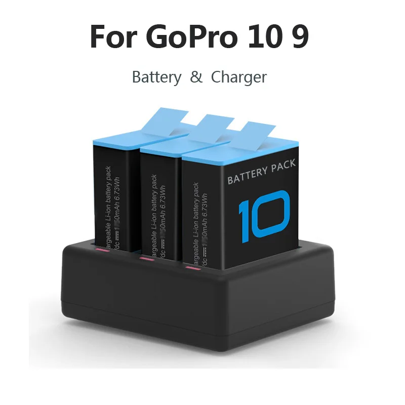 Nuovo Per Gopro 10 Hero 9 Batteria Per Fotocamera Ricaricabile/Caricabatteria Per Gopro Hero 10 9 Accessori Per Batterie Di Ricambio Nere