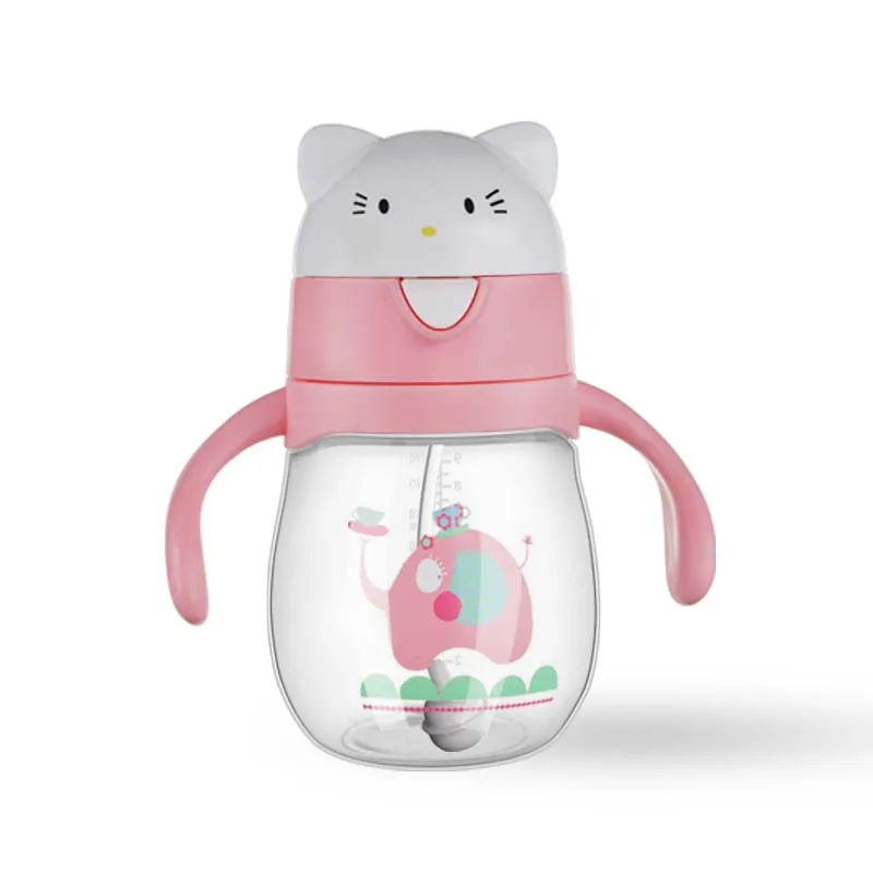 Pink Cat Suvi 270 мл Детские Бутылочки для детей 360 градусов вращающийся может ребенок учится в чашки для питья чашка для воды детский подарок малыш посуда для напитков - Цвет: Pink Cat Suvi
