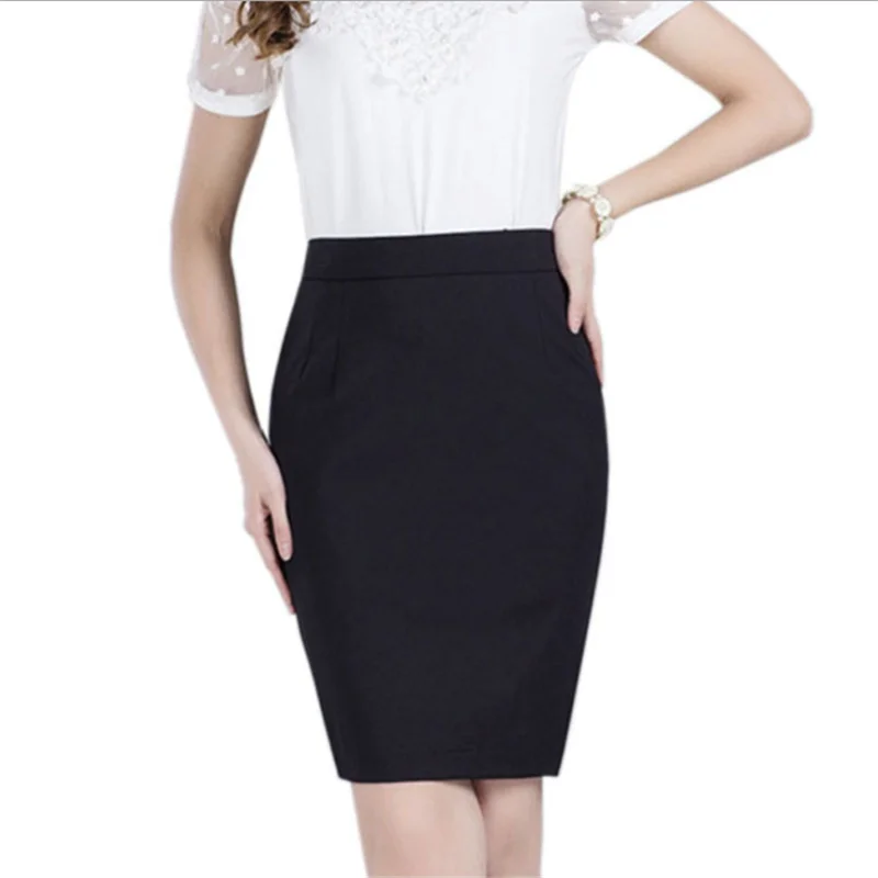 

Stretch priming work skirt with high waist and long style OL professional hip wrap one-step skirt