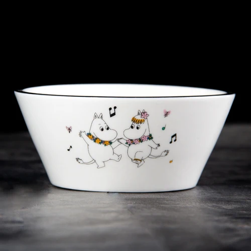 M 1PCS Скандинавский стиль Moomin 8 дюймов стейк керамическая тарелка рисовая чаша ложка Amy Shili мультфильм керамическая детская посуда - Цвет: M 1PCS