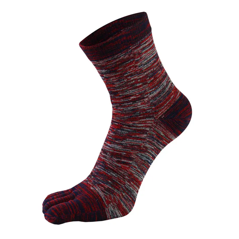 Осень-зима, забавные носки с пятью пальцами, креативные толстые хлопковые жаккардовые милые носки, корейские короткие Дышащие носки - Цвет: Красный