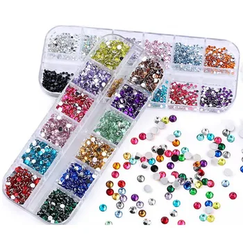 

Multi Shapes Glass Crystal AB Rhinestones For Nail Art Craft, Mix 12 Style FlatBack Crystals 3D Decorations