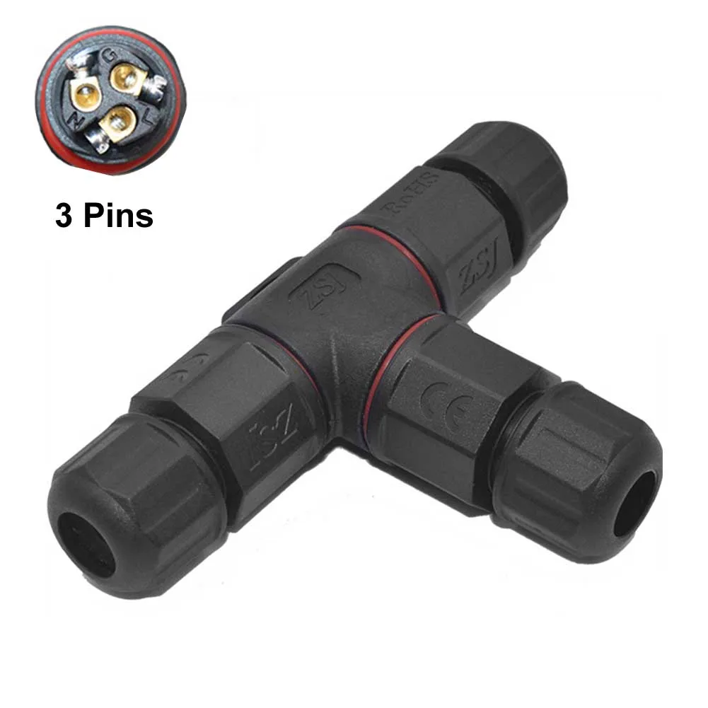 

Garden Electrical Adapter Terminal Waterproof Wire Screw Sealed Cable Gland Junction Box Connector T Shape Sleeve For LED Light