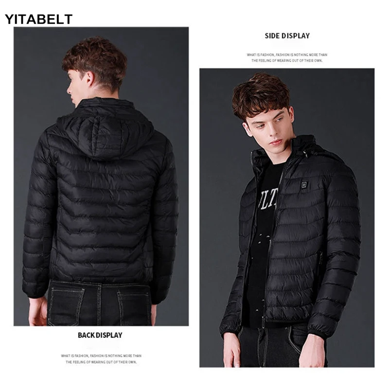 

Smart Heating Coat USB Warm Clothing Zipper Winter Casual Hooded Men Jacket Cotton Overcoat