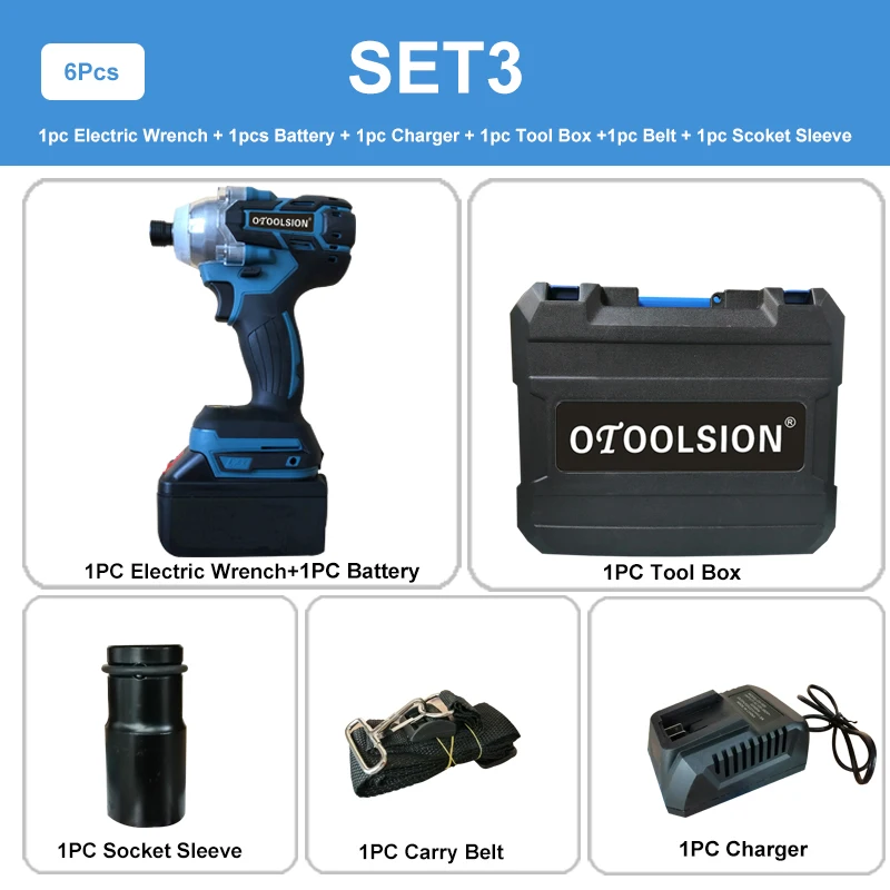 SET3(1 pc battery) 21 в беспроводной ключ бесщеточный ударный гайковерт электроинструменты бесщеточный Электрический гайковерт+ электрический гайковерт батарея с инструментами запчасти - Цвет: SET3(1 pc battery)