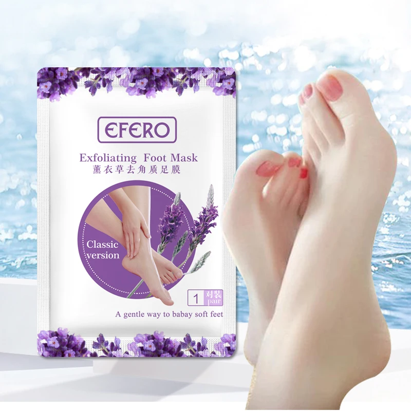 Efero 6 шт. = 3 пары отшелушивающая маска для ног, маска для ног, крем для ног, лаванда, пятки, кислотный пилинг, носки для педикюра