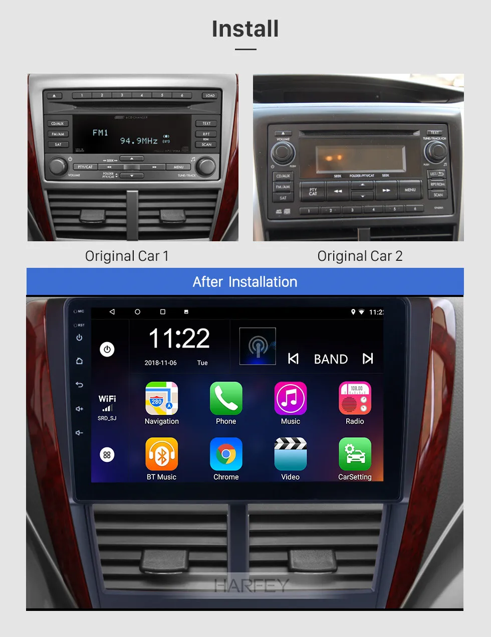 Perfect Harfey Car Stereo 9" HD GPS Navi 2 Din Android 9.0 Unit For Subaru Forester 2008-2012 Head Unit Wifi Bluetooth Multimedia Player 2