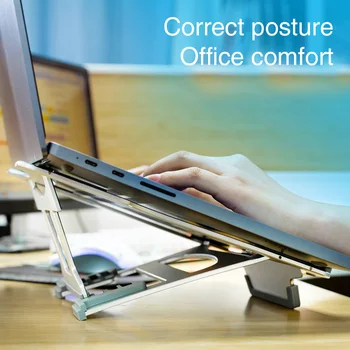

Hollowed Out Home Office Laptop Stand Scratch Resistant Tablet Holder Non Slip Cooling Support Riser Foldable Portable Modern
