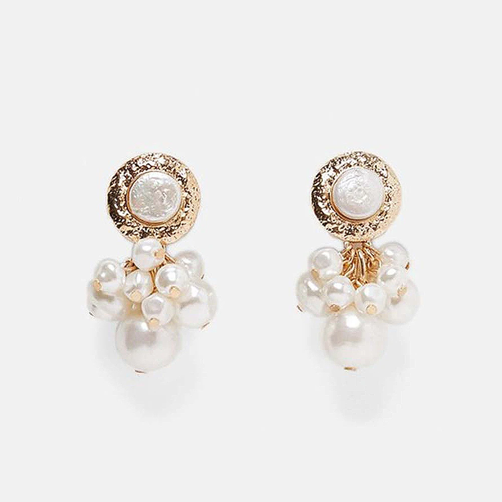 Flatfoosie ZA винтажный геометрический Металлический Кристалл Висячие серьги для женщин заявка на цвет золота серьги Свадебные Оптовые ювелирные изделия - Окраска металла: 63