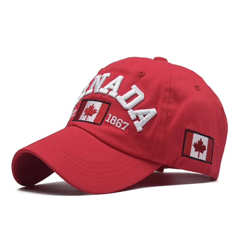 Canada Letter Embroidery Cap Young Men Women's Hat Maple Leaf Cap Adjustable Olive Color Baseball Cap Dad Hat