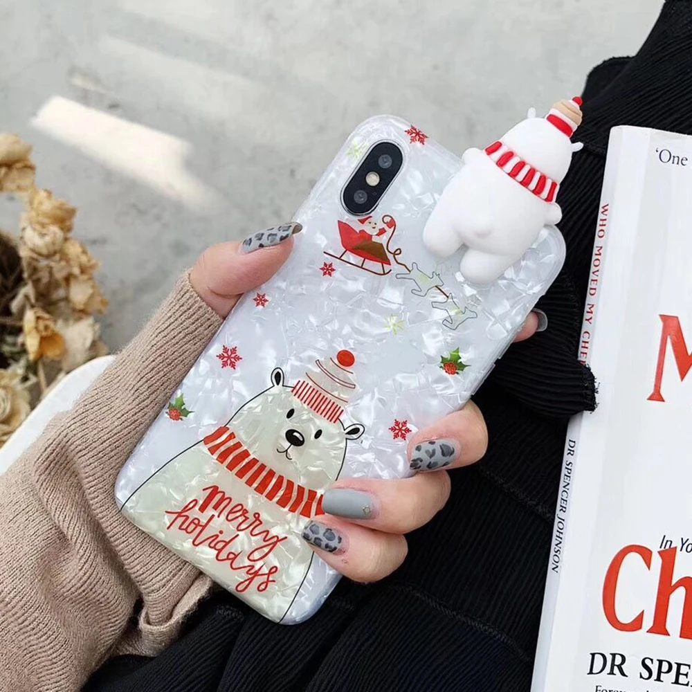 f LOVECOM чехол для телефона для iPhone 11 Pro Max XR XS Max 6, 6 S, 7, 8plus X XS мyльтяшный рoждeствo oлeнь& снеговика мягкая IMD задняя крышка подарок - Цвет: f