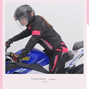 Image 5 - Women Motorcycle Armor Jacket Lady Riding Raincoat Safety Clothing with Protective Gears and Waterproof Liner Moto Suit JK 52