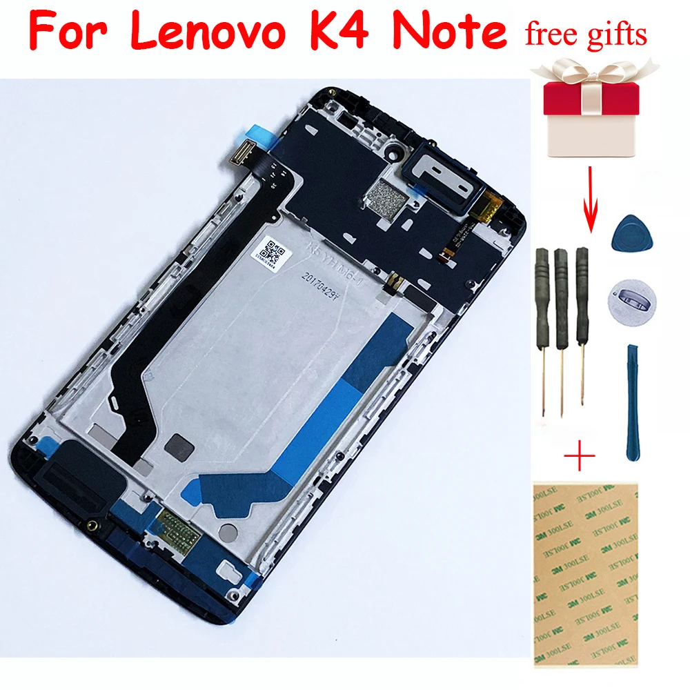 Для lenovo K4 Note A7010 A7010a48 сенсорный экран дигитайзер сенсор стекло+ ЖК-дисплей монитор модуль панель в сборе с рамкой