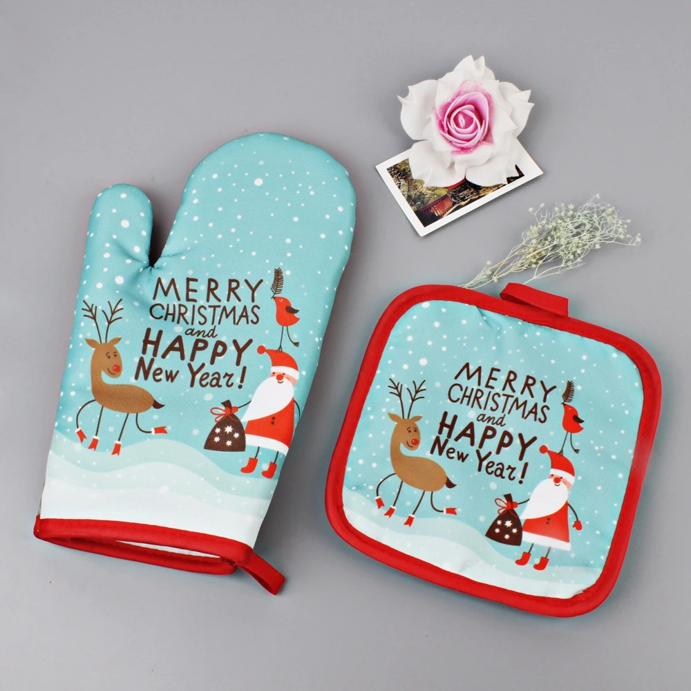 2 шт выпечки анти-крутые перчатки кухонные аксессуары рождественские украшения для дома украшения счастливого Нового года вечерние принадлежности