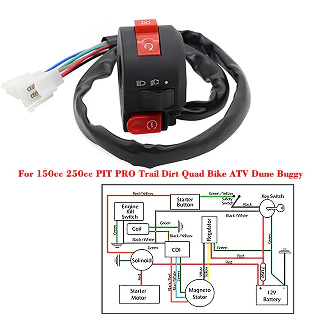 PGO Lichtschalter Bugrider 250 Knopf Ausschalter 250ccm 4Takt Einschalter  Scheinwerferschalter Licht-Schalter 150ccm-4Takt Buggy